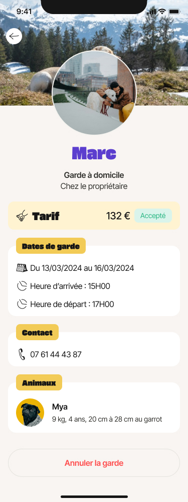 Capture d'écran de l'application Nos Chiens et Nous - Garde à domicile